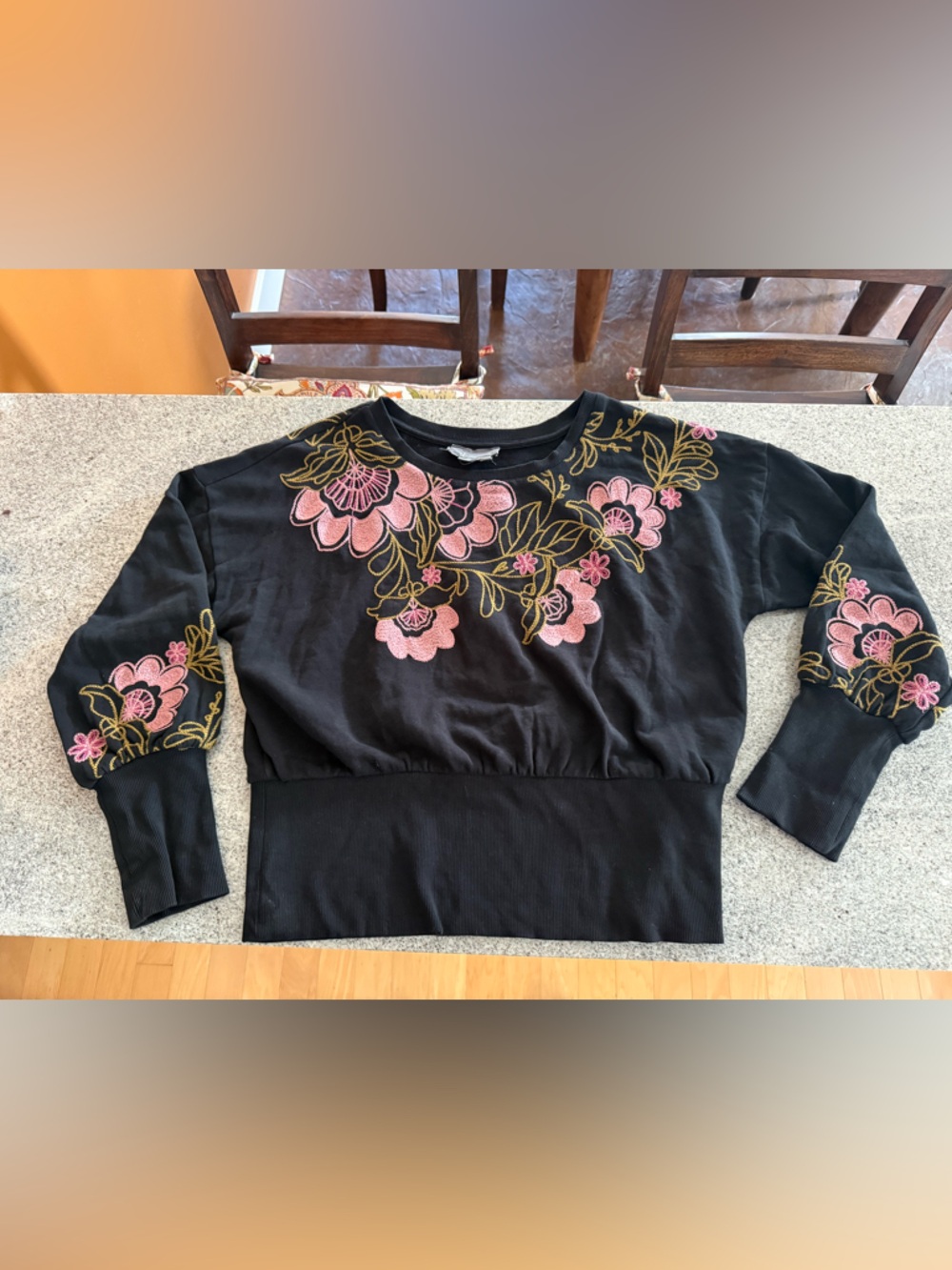 Anthropologie Black Sweater with Subtle Gray Tag Detail